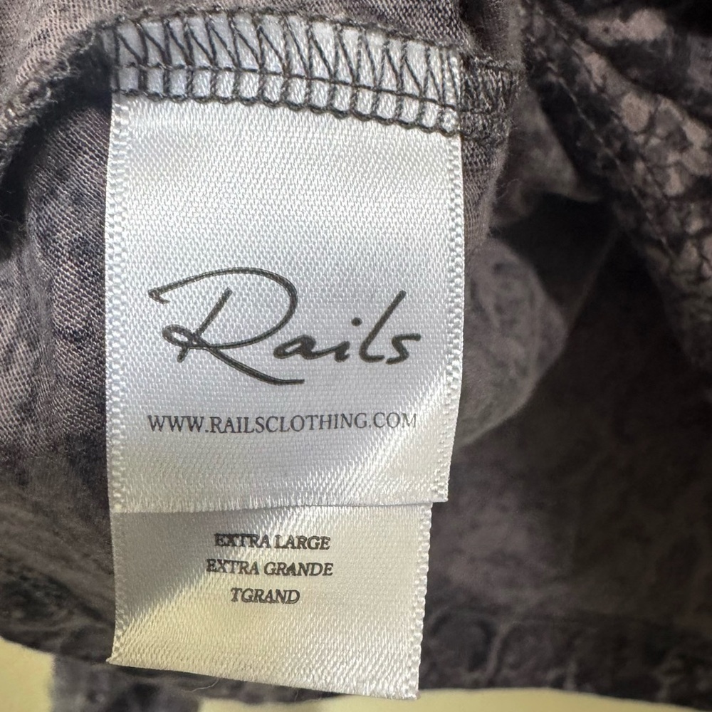Rails EMILIA SnakeSkin Print Lightweight Puff Sleeve Crew Top Boho Shirt Gray XL - Picture 11 of 16